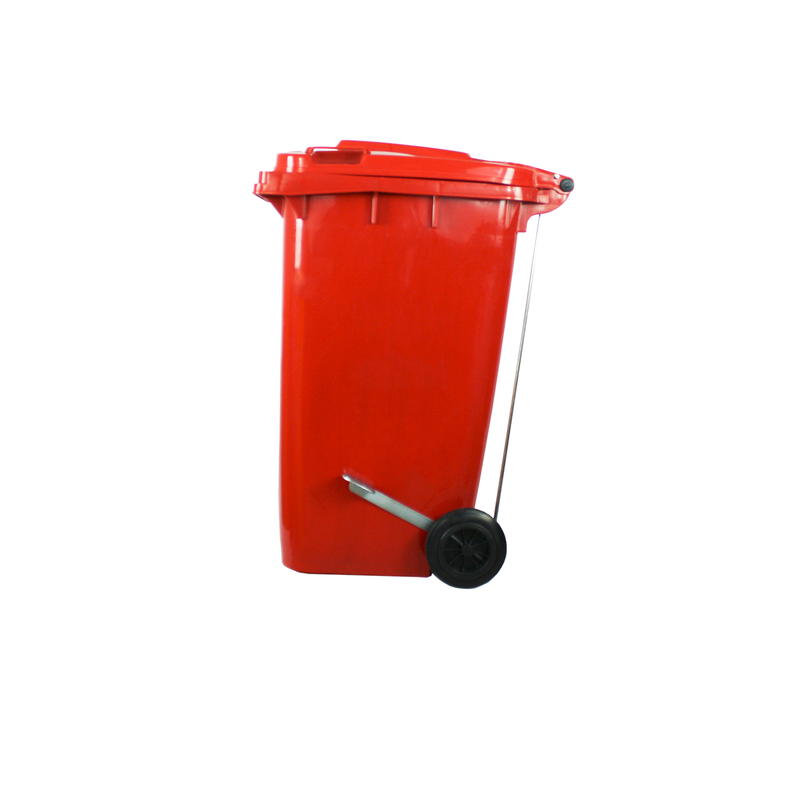 Basurero Contenedor Basura 240 lts. rojo con pedal QRubber-1