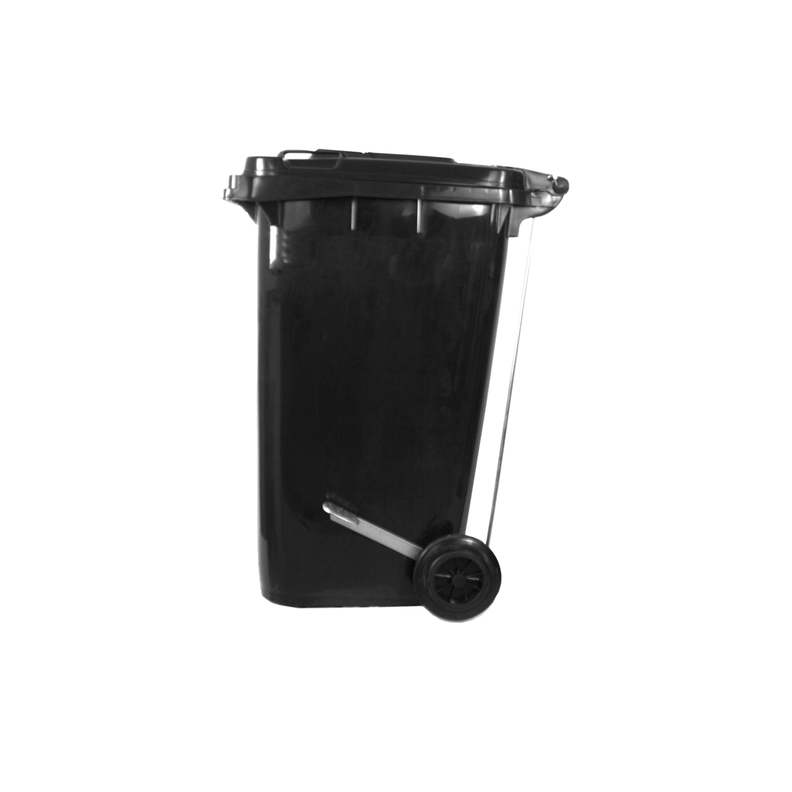 Basurero Contenedor Basura 240 lts. gris con pedal Qrubber-1
