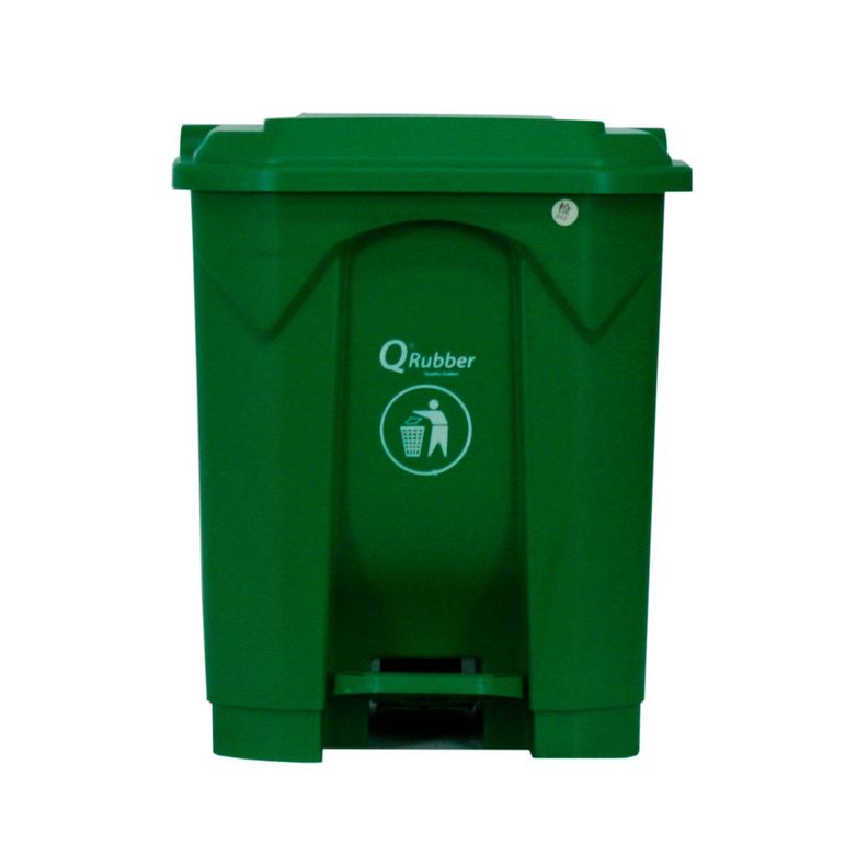 Basurero Contenedor Basura 30lts. con pedal verde QRubber-0