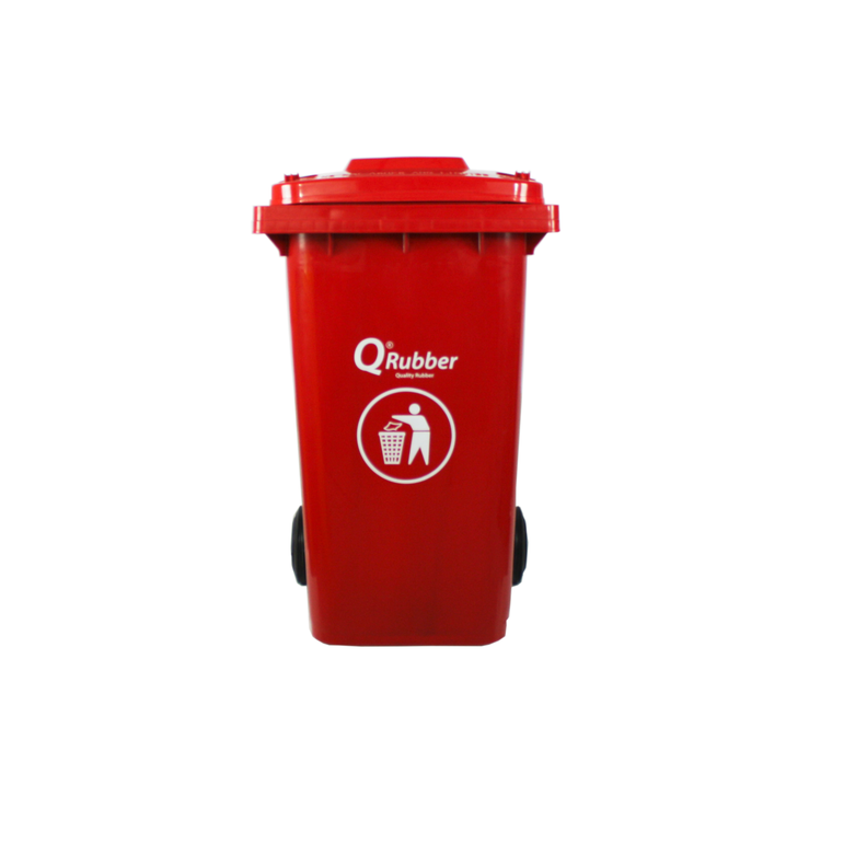 Basurero Contenedor Basura 240 lts Rojo QRubber