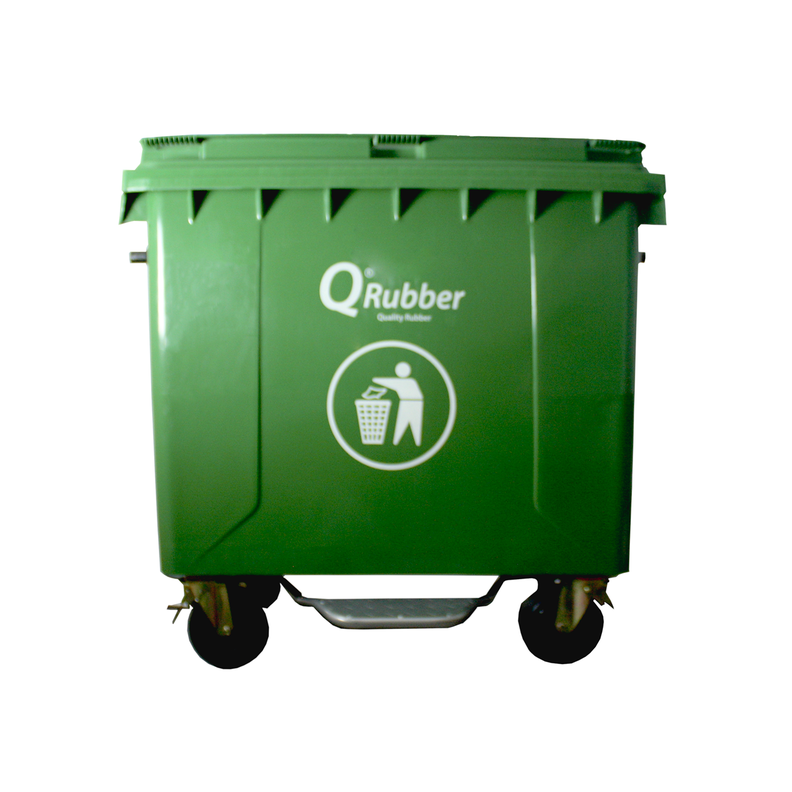 Contenedor de Basura 660 lts verde con pedal QRubber