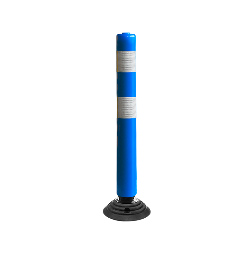 Hito Vialidad PVC 83cm Abatible 2 cintas azul QRubber-0