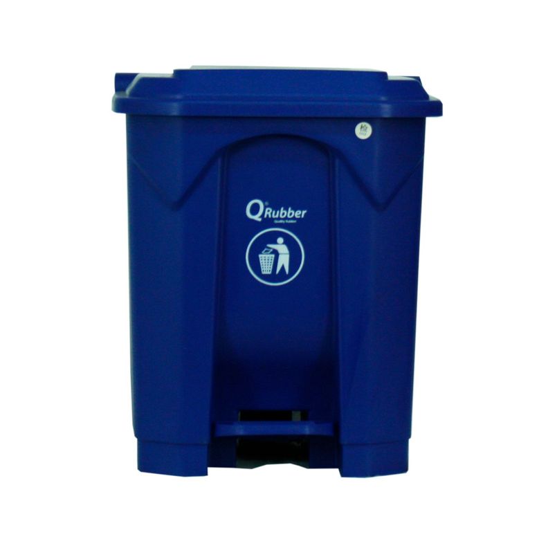 Basurero Contenedor Basura 30lts. azul con pedal QRubber-0