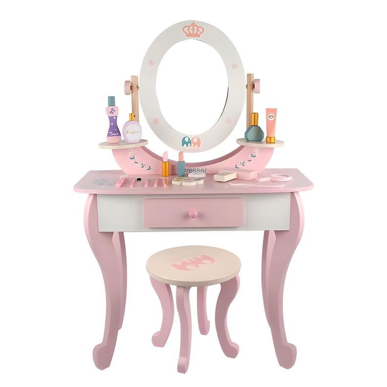 Tocador de madera para ninas Little Queen rosa