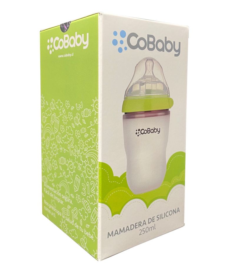 MAMADERA SILICONA FLEXIBLE COBABY 250 ML VERDE-1