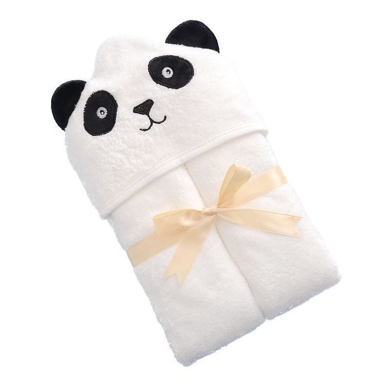 TOALLA BEBE PANDA CAPUCHA 100% BAMBOO ORGANICO 90X90 Blanco