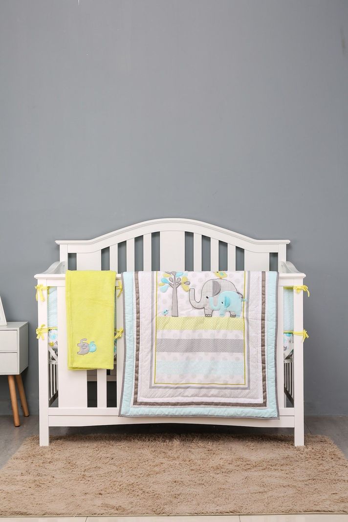 SET ROPA DE CUNA 100% ALGODON MAMÁ ELEFANTE-2