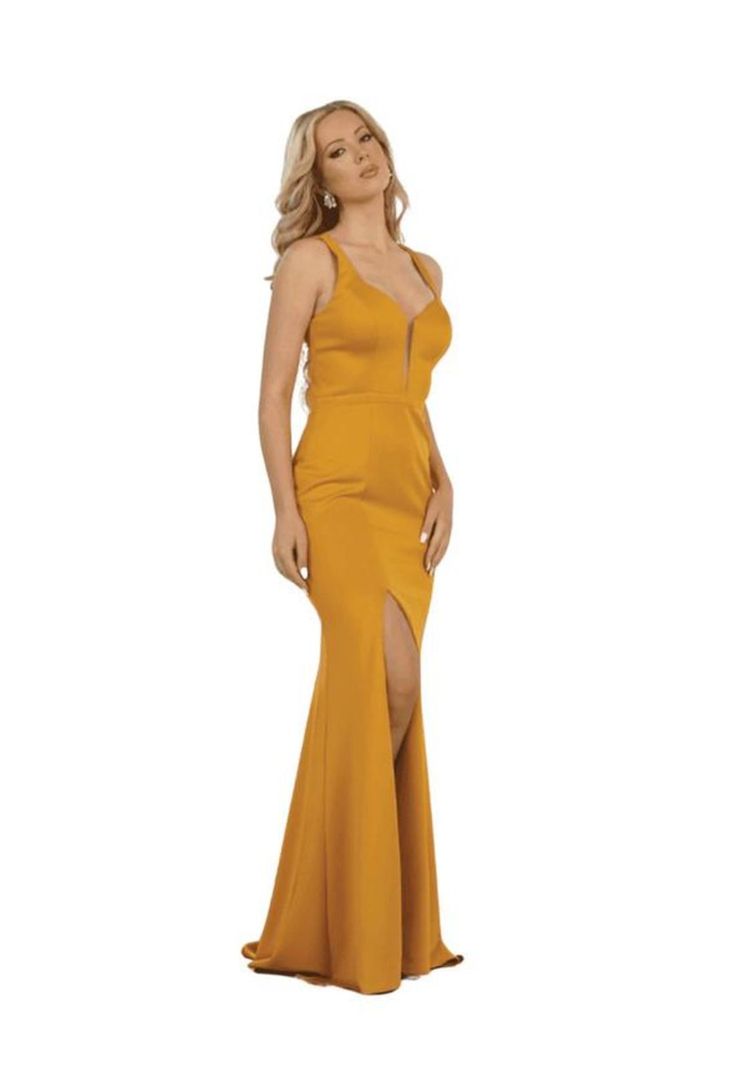 VESTIDO LARGO L1561 MOSTAZA-0