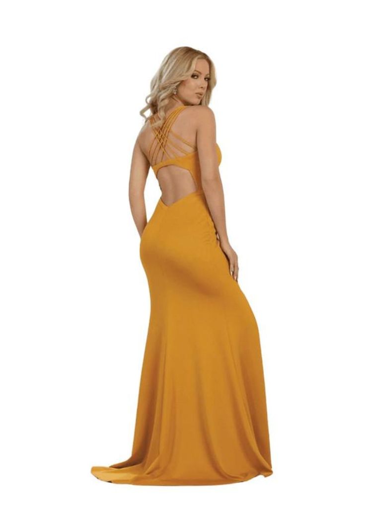 VESTIDO LARGO L1561 MOSTAZA-1