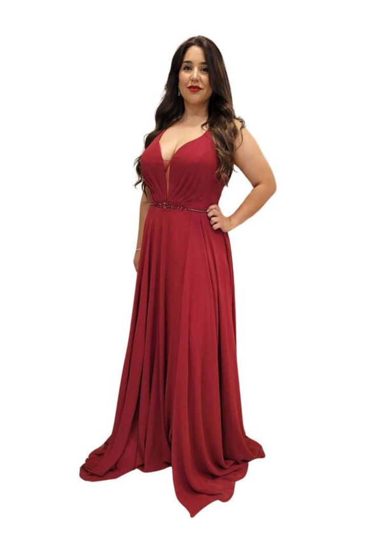 VESTIDO LARGO L026 GRANATE-0