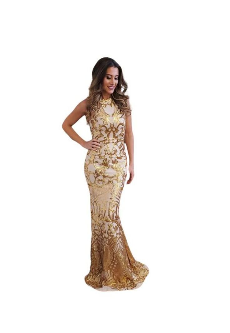 VESTIDO LARGO L8142 DORADO-0