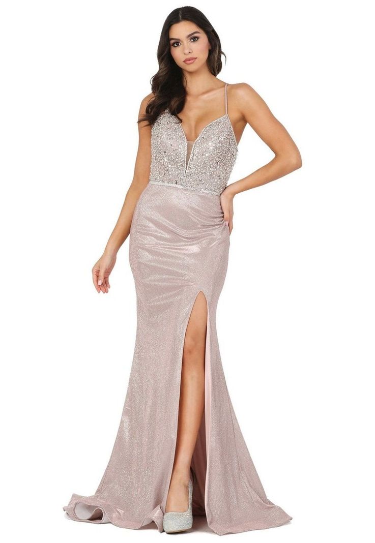 VESTIDO DE FIESTA LARGO L2922 ROSADO