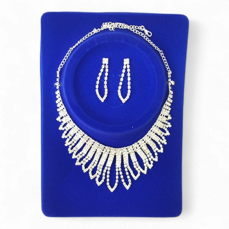 Conjunto De Aros Y Collar De Strass Para Bodas Y Fiestas-0