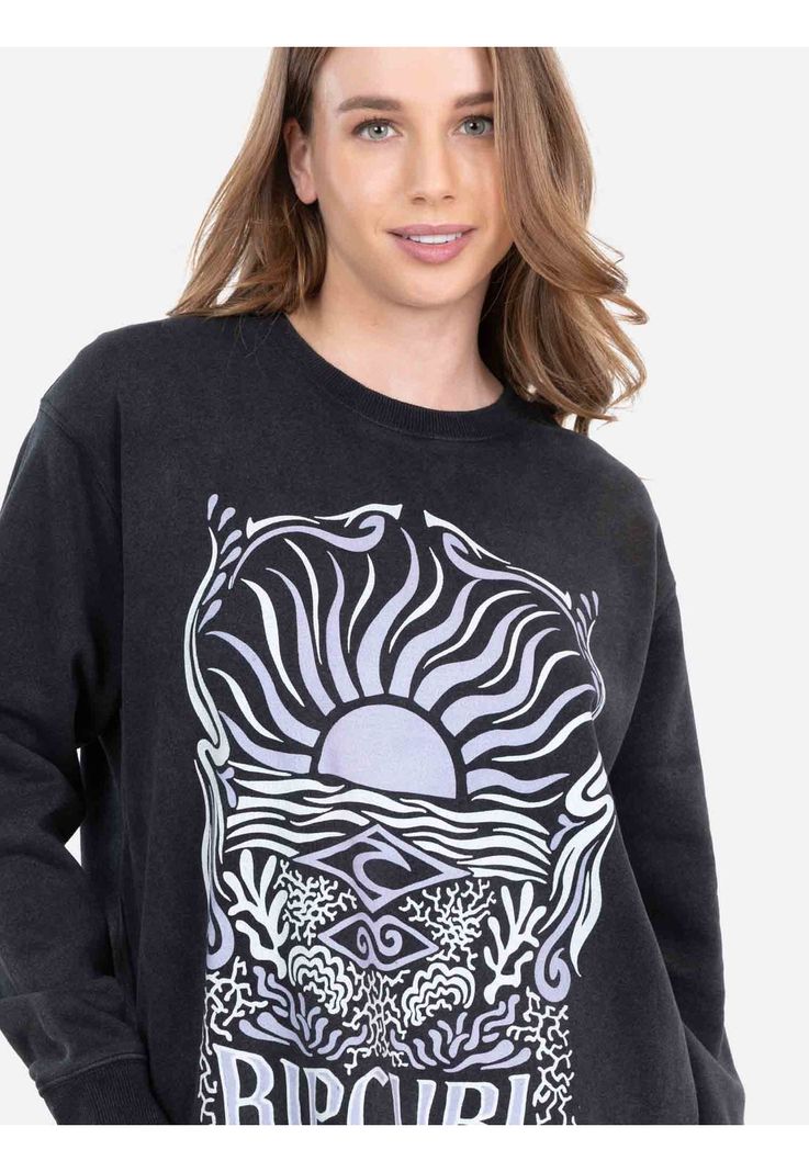 Poleron CR Coral Crew Negro Mujer Rip Curl-2
