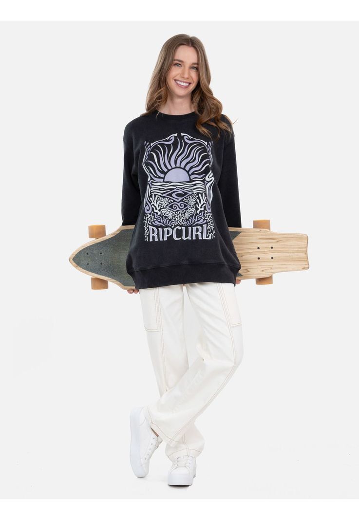 Poleron CR Coral Crew Negro Mujer Rip Curl-3
