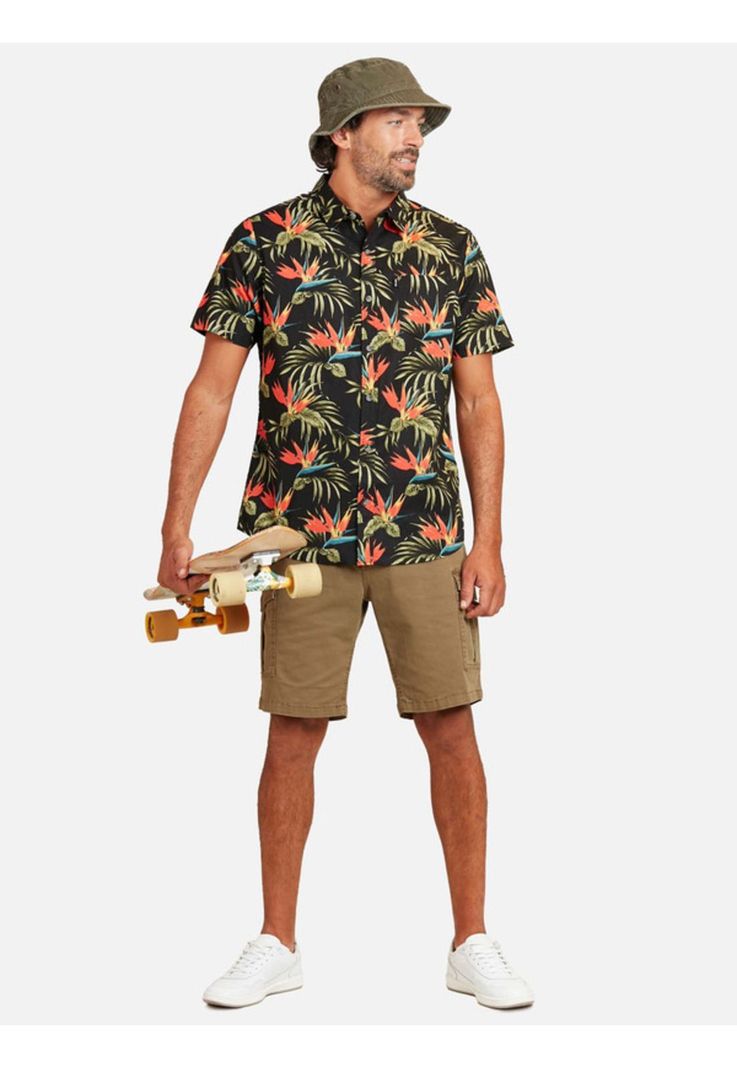 Camisa M/C Birt Floral Multicolor Hombre Ripcurl-3