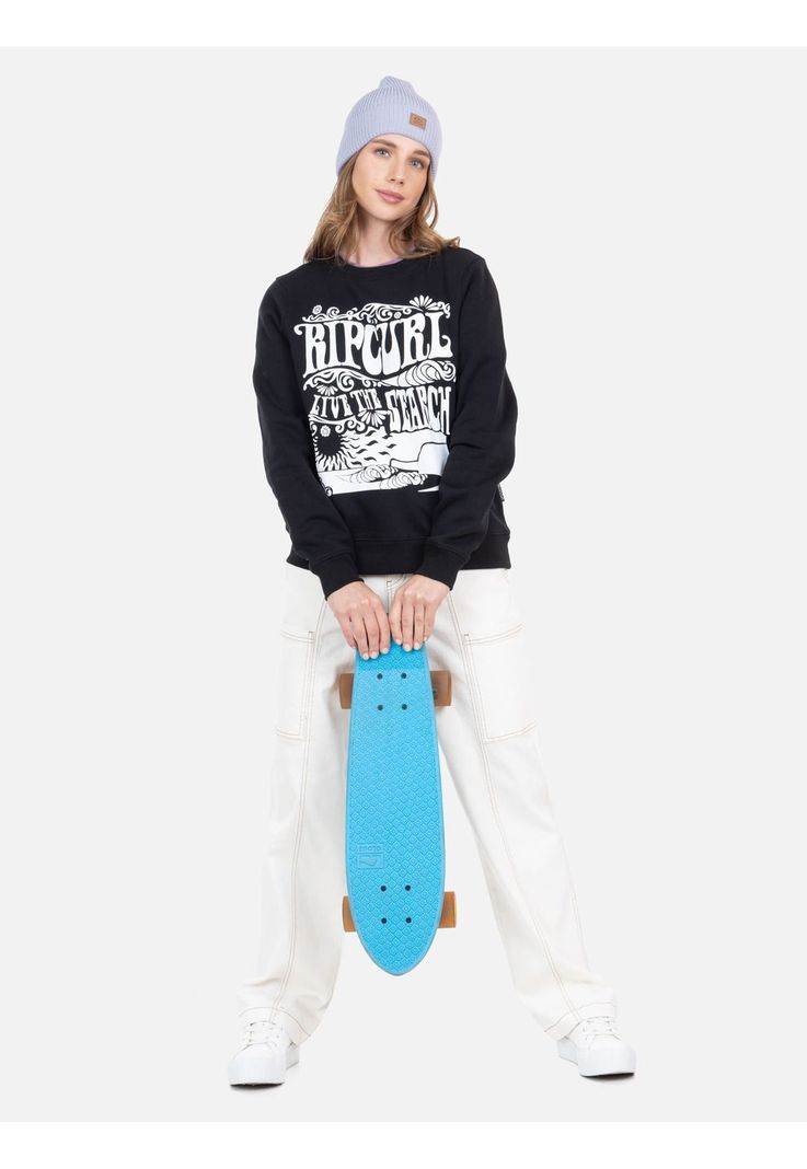 Poleron CR Live The Serch Crew Negro Mujer Rip Curl-3