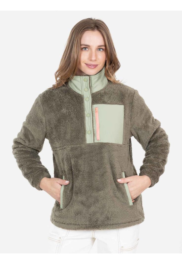 Poleron Chiporro Wildcore Khaki Mujer Rip Curl-0