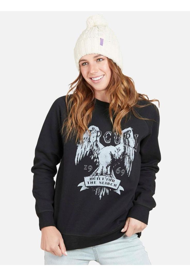 Poleron WHITE EAGLE Mujer Negro Rip Curl