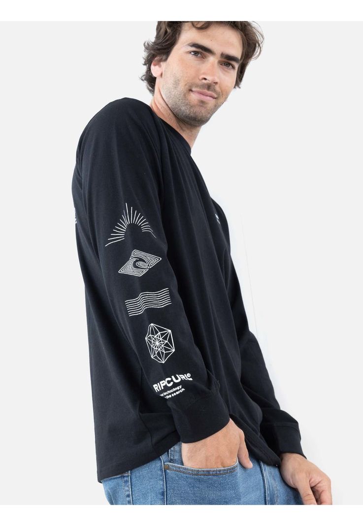 Polera ML IslaX Negro Hombre Rip Curl-2
