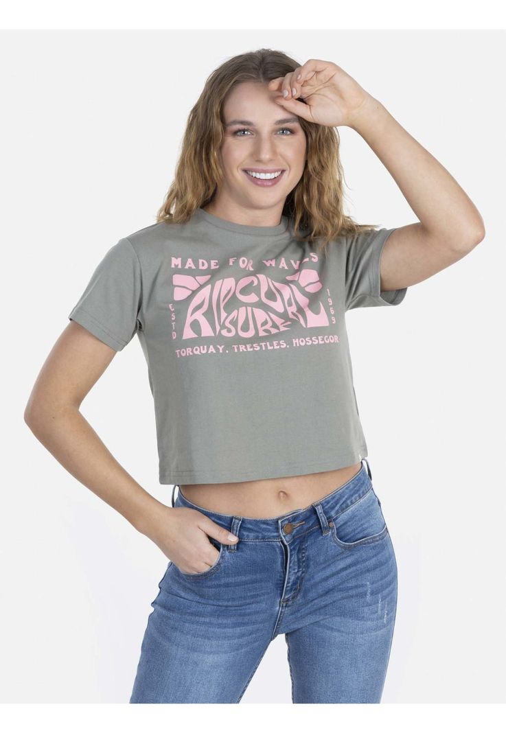 Polera MADE FOR WAVES MC Mujer Verde Rip Curl-0