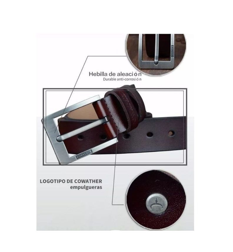 Cinturón De Cuero Cowather Modelo XF004 Café -5