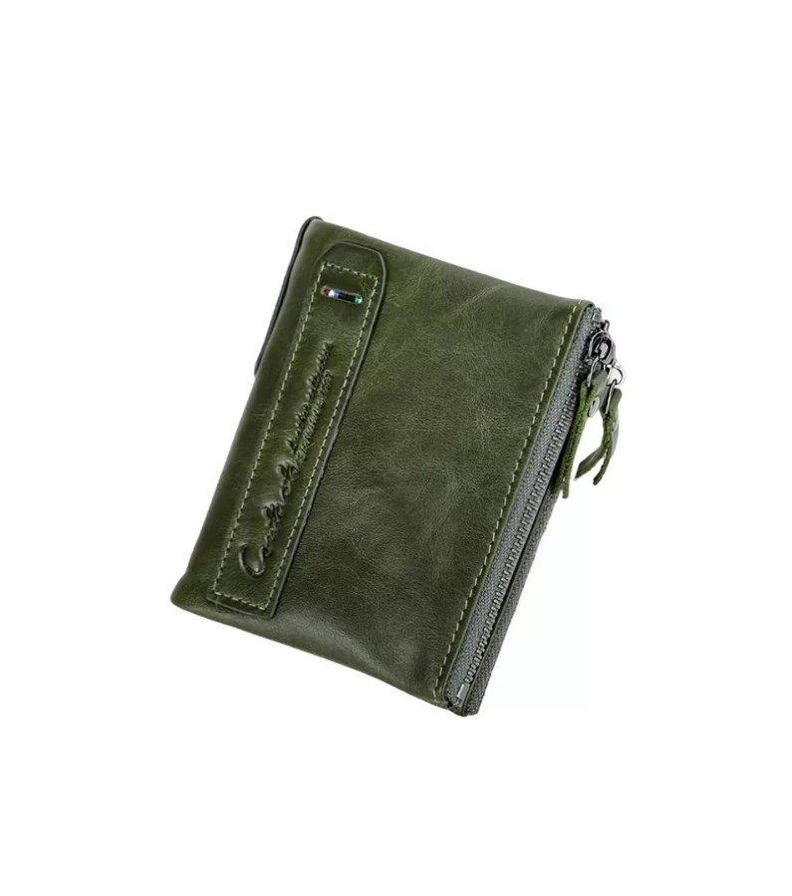 Billetera De Cuero Para Mujer Marca Contact's Color Verde-0