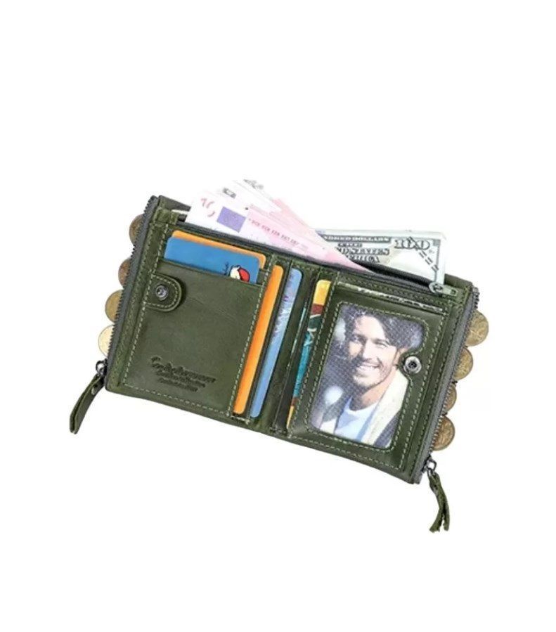 Billetera De Cuero Para Mujer Marca Contact's Color Verde-3