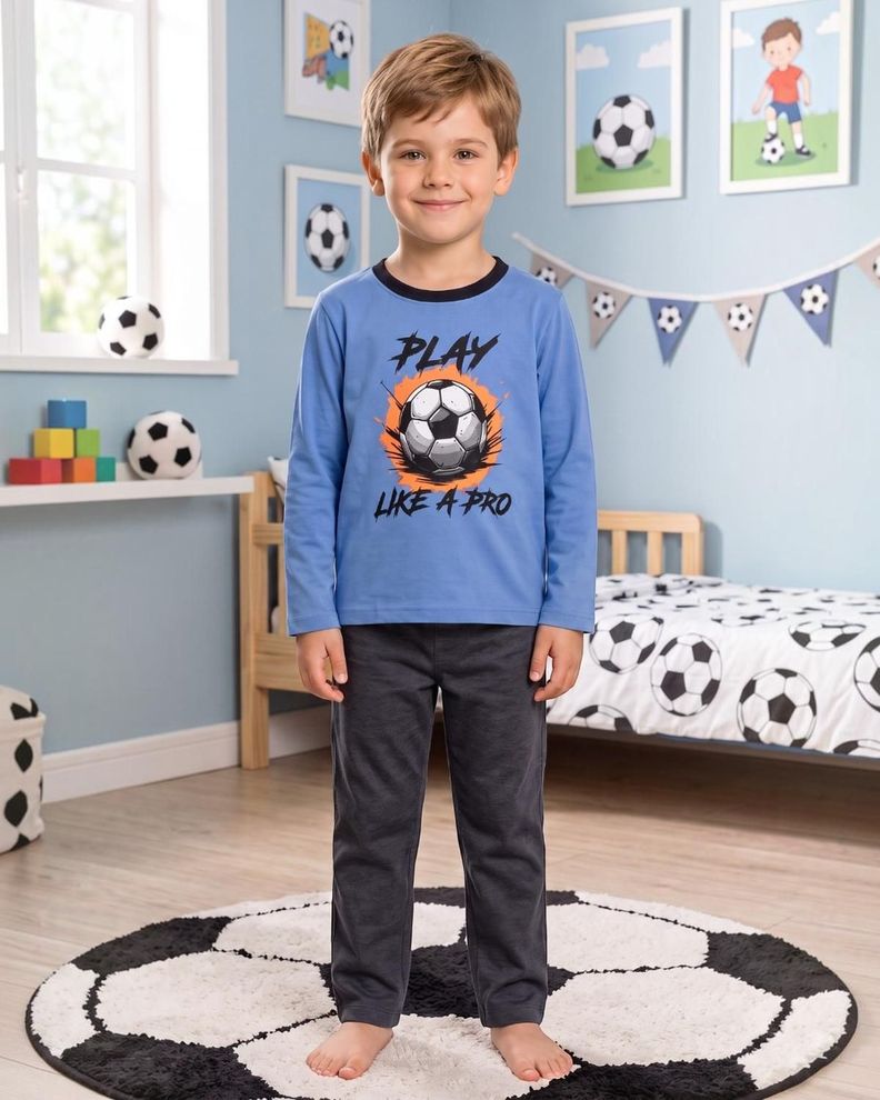Pijama Nino Algodon Estampado Football K760001-3429 Celeste 4