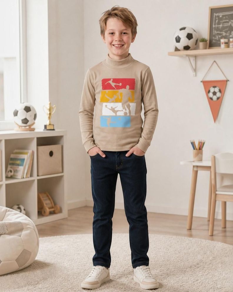 Beatle Nino Estampado Futbol Beige 4