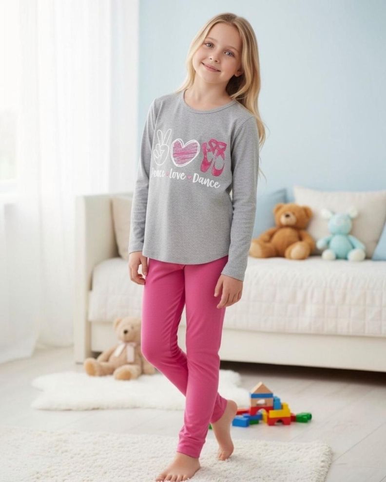Pijama Nina Estampado Peace Love Dance K710002-2512 Gris 4