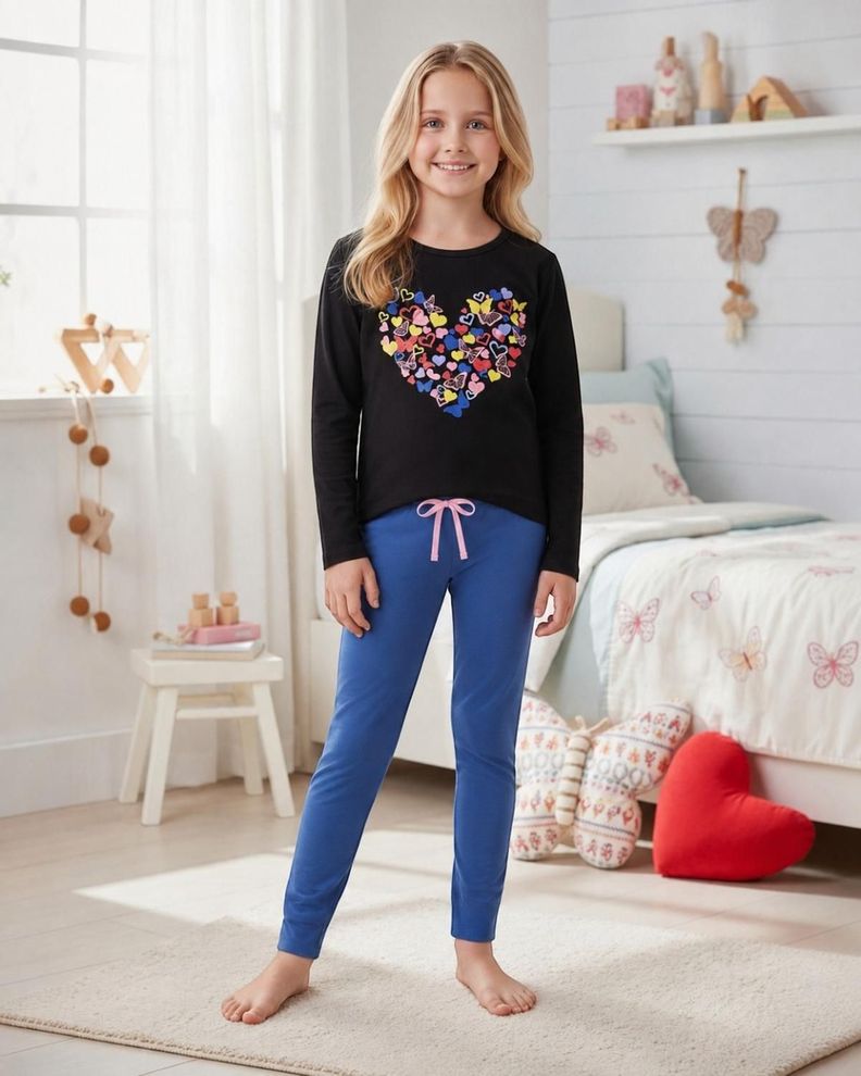 Pijama Nina Estampado Corazon Mariposas  8 azul 4 azul