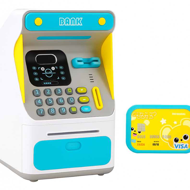 ALCANCIA ELECTRONICA CAJERO AUTOMATICO CELESTE