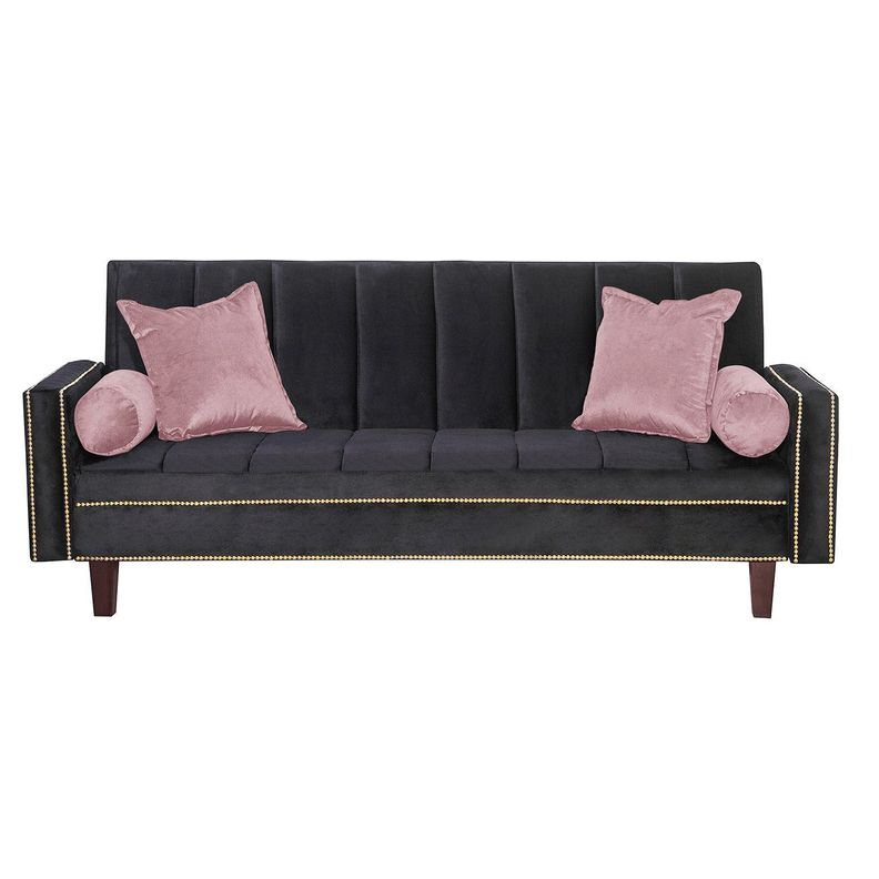 Futon Sofa Cama Vanguardia 200 x110 Negro - Rosa-0