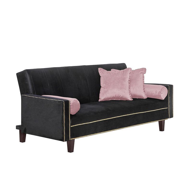 Futon Sofa Cama Vanguardia 200 x110 Negro - Rosa-2