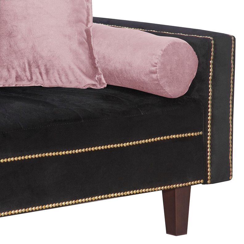 Futon Sofa Cama Vanguardia 200 x110 Negro - Rosa-3