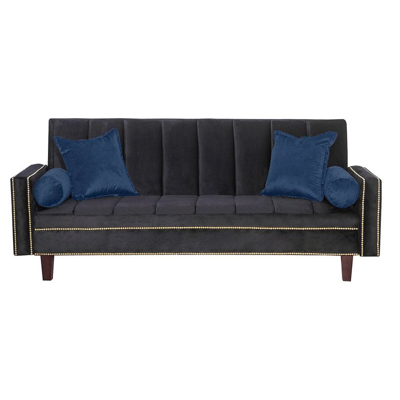 Futon Sofa Cama Vanguardia 200 x110 Negro - Azul-0