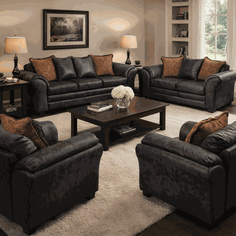 Juego de Living 3 2 1 1 Aconcagua Negro