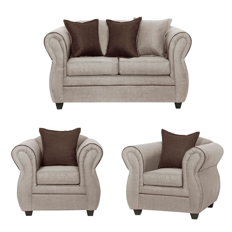 Juego de Living 2 1 1 Emili Beige-0