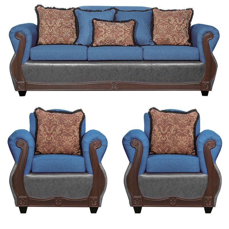 Juego de Living 3 1 1 Gran Columbia Azul Gris