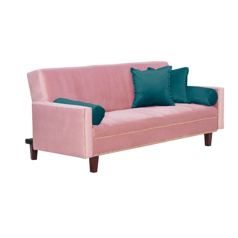 Futon Sofa Cama Vanguardia 200 x110 Rosa - Verde-1