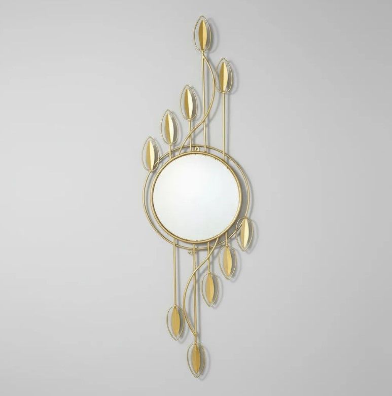 Espejo Decorativo Dorado 116cm, Diseño Hojas