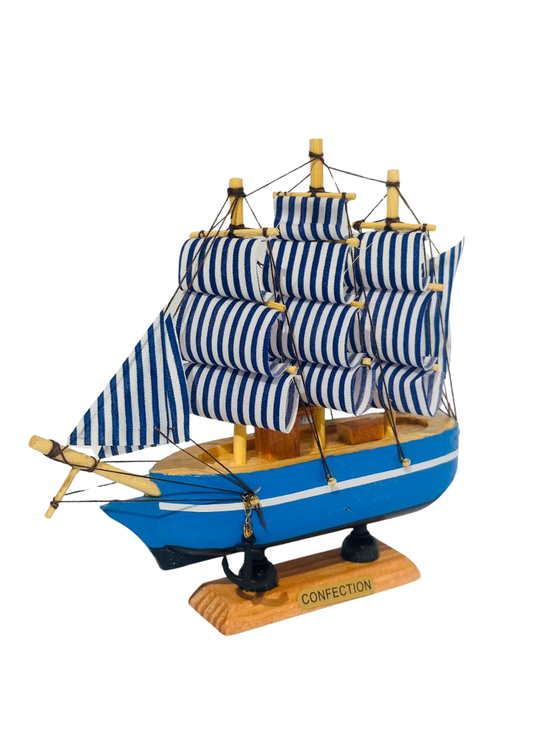 Decoración: Barco Velero De Madera 15cm