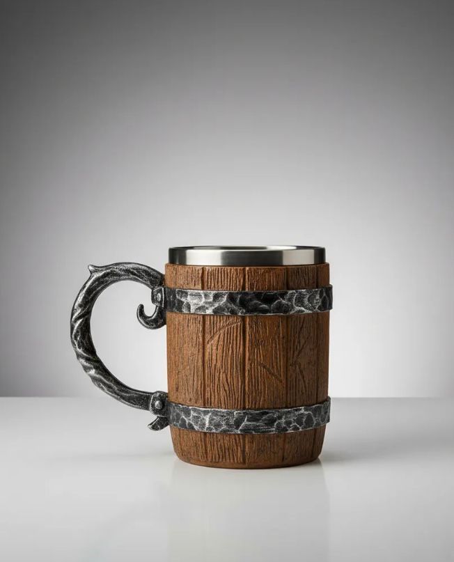 Taza Decorativa Acero Inoxidable Estilo Antiguo
