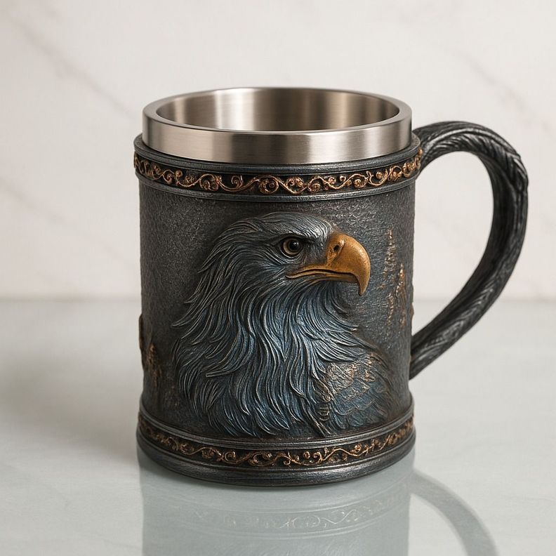 Tazon - Taza Termica De Acero Decorativa de Águila en Relieve