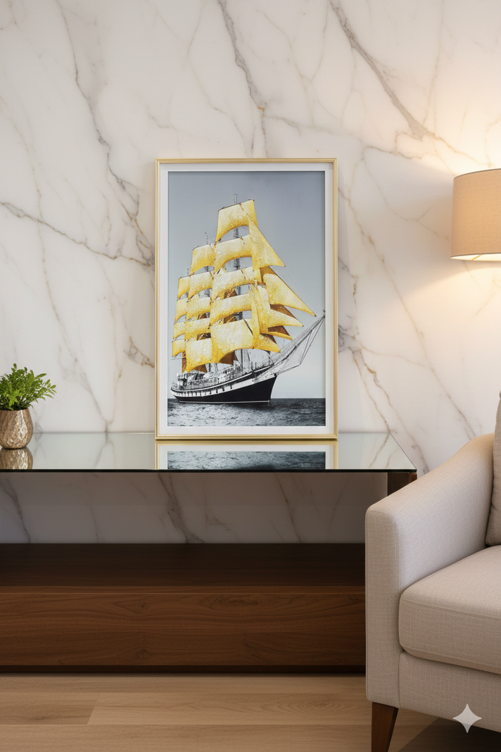 Cuadro Velero de Lujo con Cristales Moderno 60x40cm