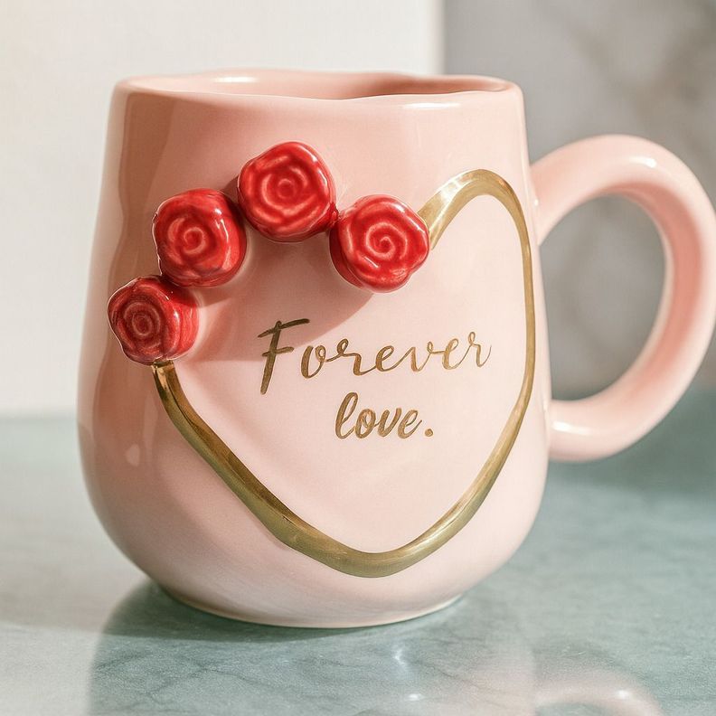 Taza Forever Love con Rosas en 3D
