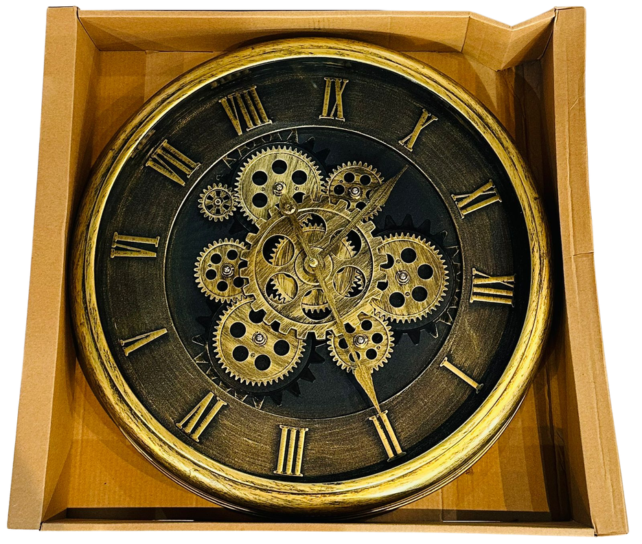Reloj De Pared Vintage Dorado Envejecido 40cm