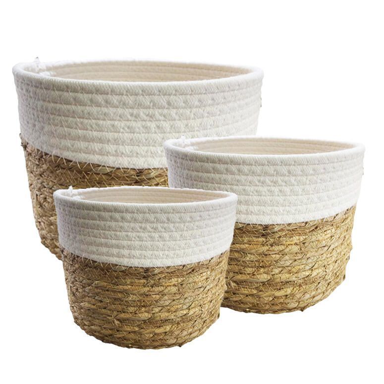 Set de 3 canastos redondos 21-24-29 cm. Natural Set de 3 Beige