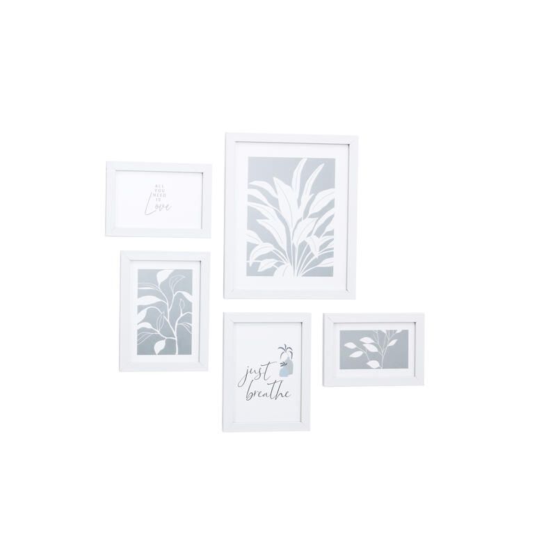 Set 5 marcos madera (2 10x15 - 2 13x18 - 1 20x25) Blanco 4 10x15 + 2 15x20-0